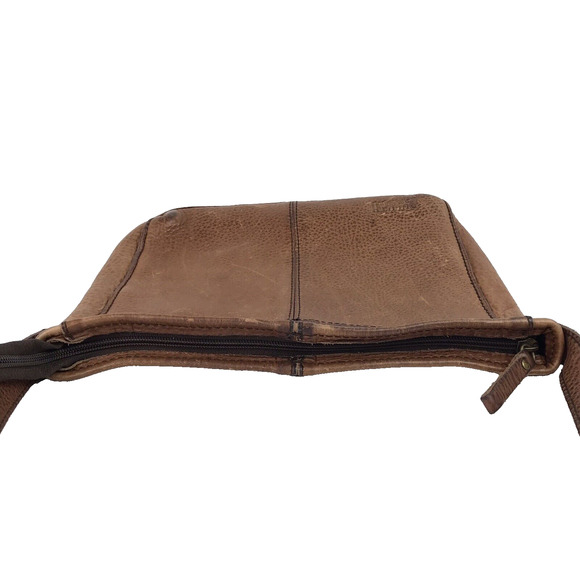 Duluth Trading Co Brown Pebbled Leather Crossbody Bag Purse Front Pockets Boho - Picture 9 of 16